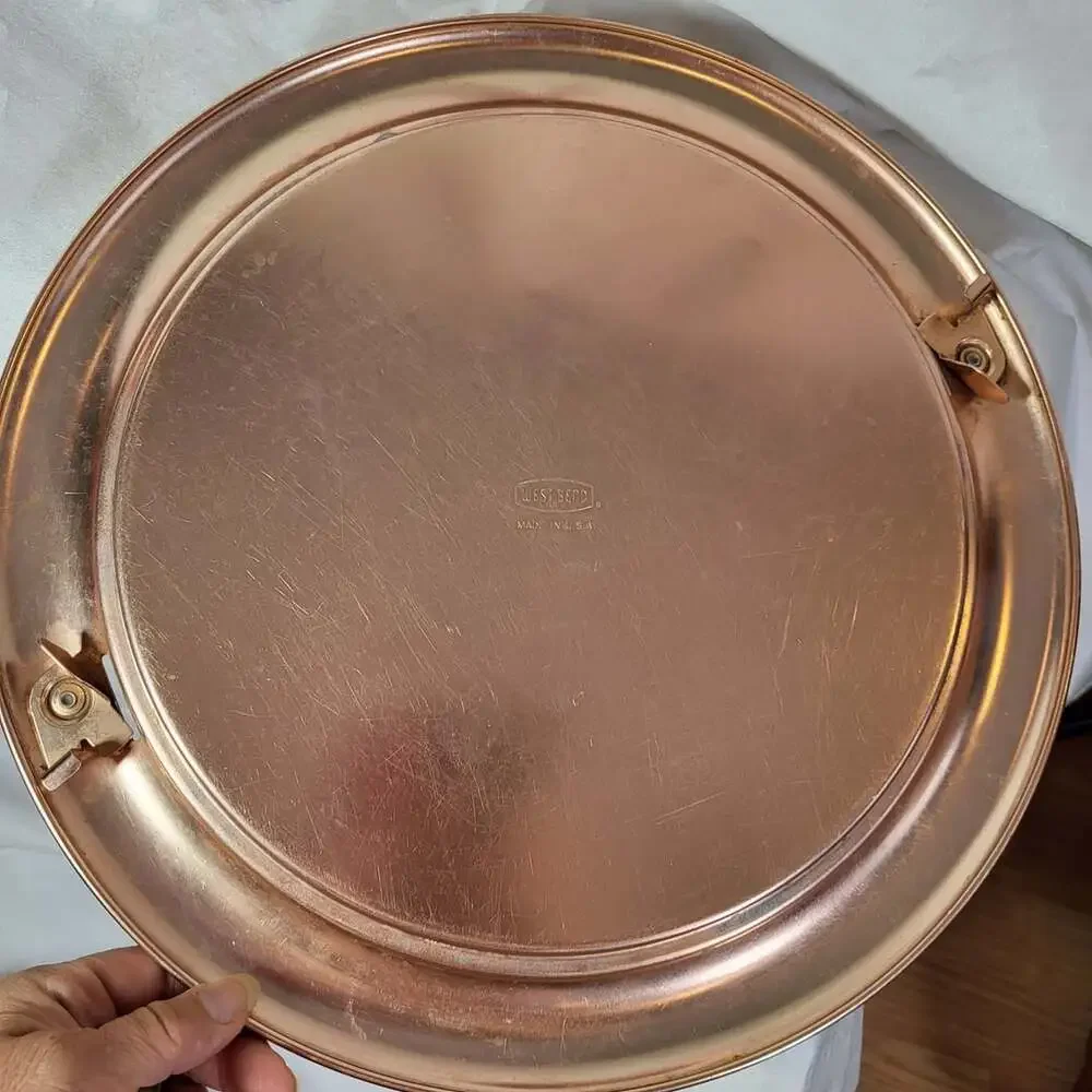 Vintage West Bend Copper Aluminum Locking Cake Carrier with Humidity Stone